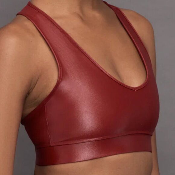Carbon 38 Action Bra 2.0 Metallic Red Dahlia Racerback Sports Bra Workout sz L - Picture 3 of 11
